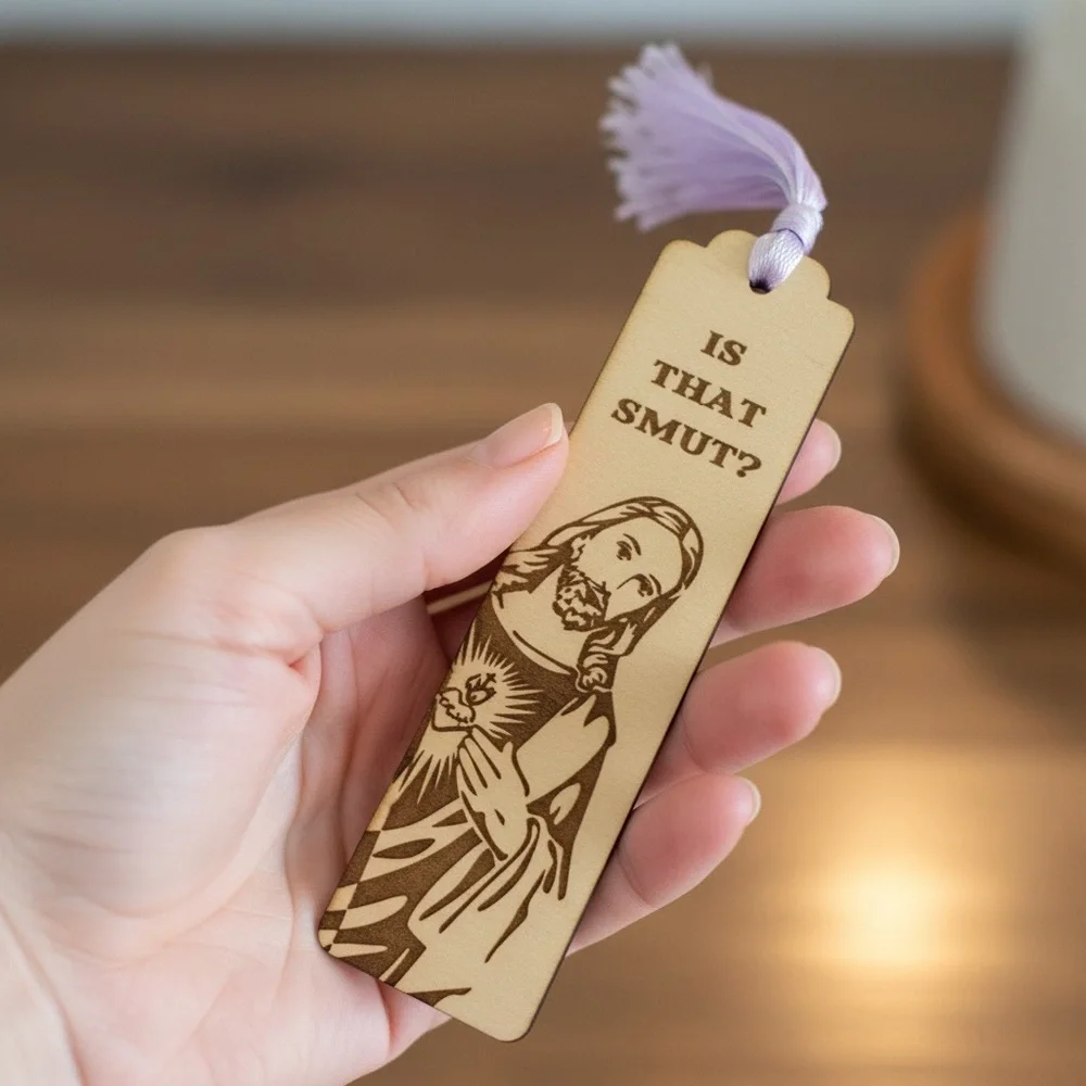 Judgy Jesus Wooden Bookmark with Tassel - Picture 4 of 4
